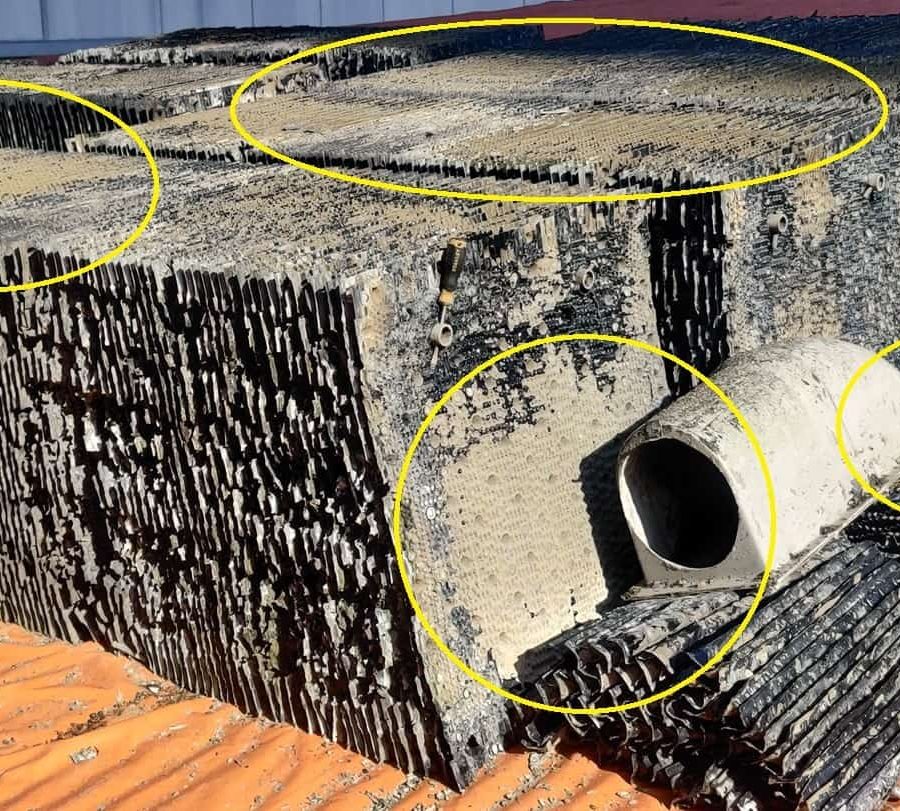 SCALE DEPOSITS ON COOLING TOWER FILLERS